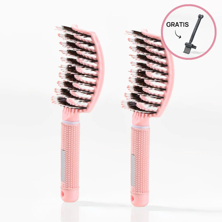 2 st Curved Paddle Brush + Gratis Cleaning Brush