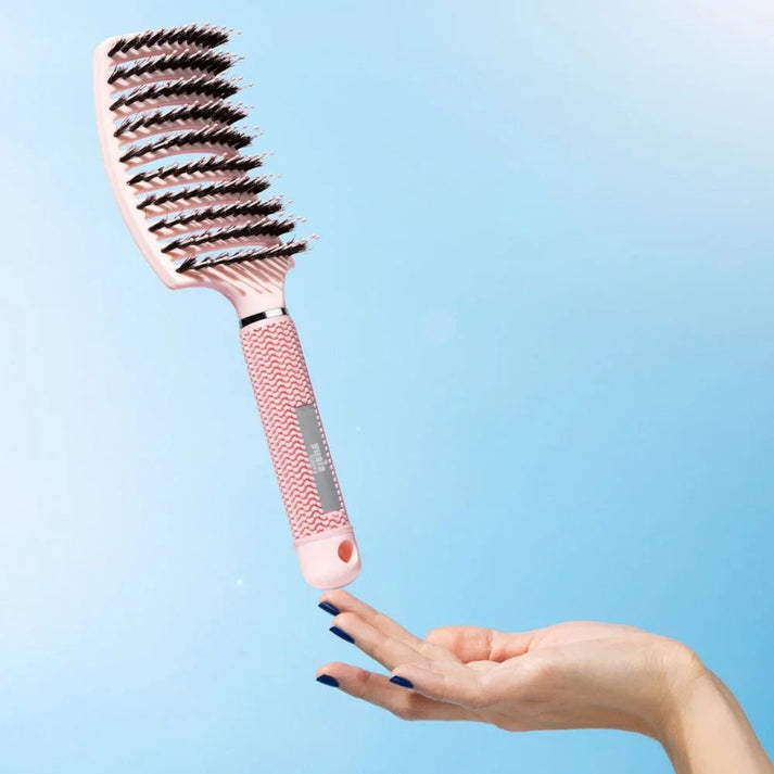 2 st Curved Paddle Brush + Gratis Cleaning Brush
