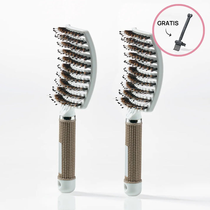 2 st Curved Paddle Brush + Gratis Cleaning Brush