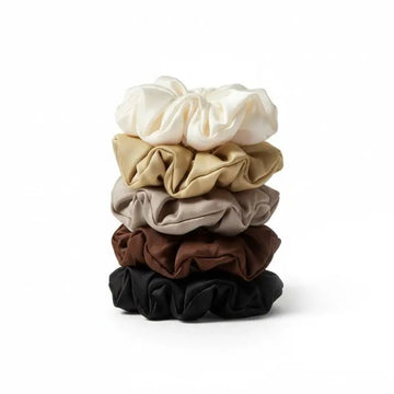5-pak Soft Satin Scrunchies Medium