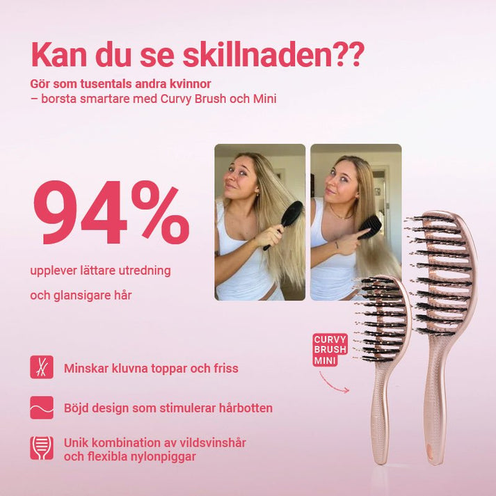 Mini Curvy Brush - hårborste med vildsvinshår