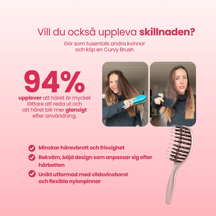Mini Curvy Brush - hårborste med vildsvinshår