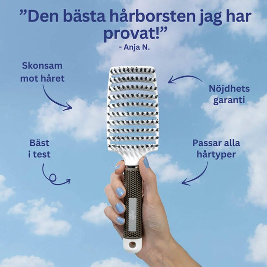Curved Paddle Brush - hårborste med vildsvinshår