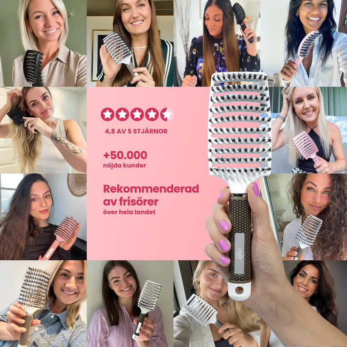 Curved Paddle Brush - hårborste med vildsvinshår