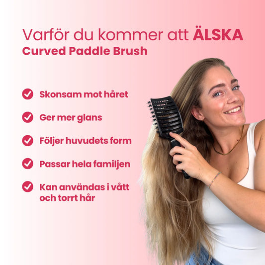 Curved Paddle Brush - hårborste med vildsvinshår