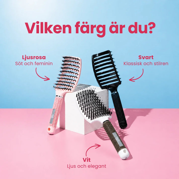 Curved Paddle Brush - hårborste med vildsvinshår