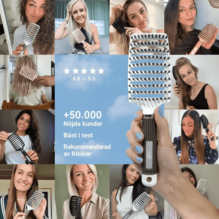 Curved Paddle Brush - hårborste med vildsvinshår