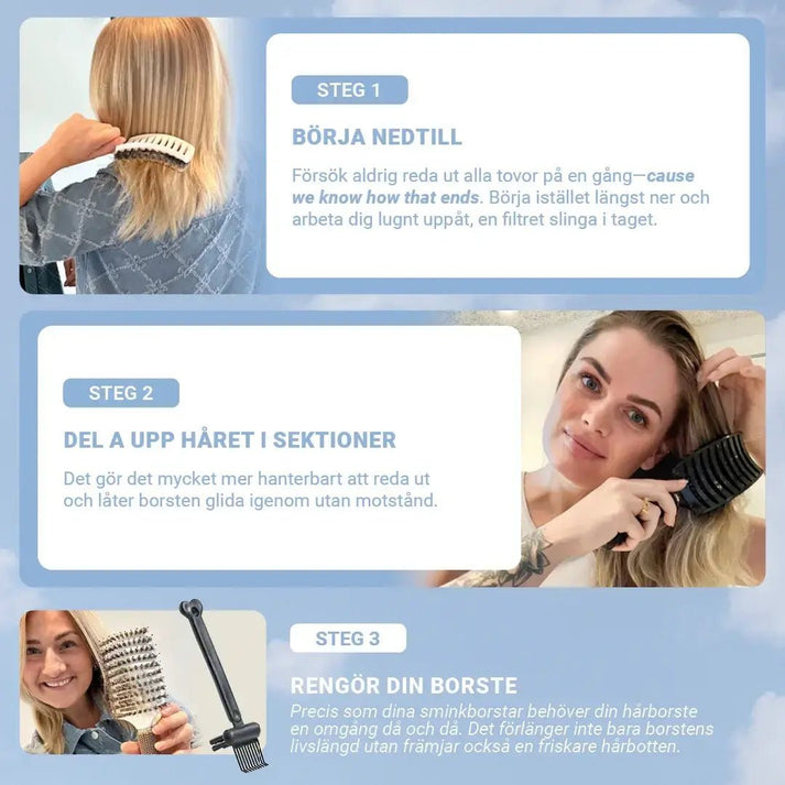 Curved Paddle Brush - hårborste med vildsvinshår