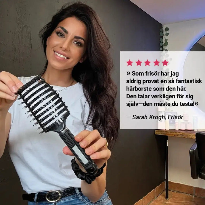 Curved Paddle Brush - hårborste med vildsvinshår