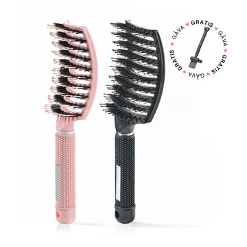 2 st Curved Paddle Brush + Gratis Cleaning Brush
